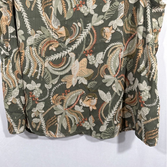 JOIE [ Large ]‎ Flutter Sleeve Floral Mock Neck Smocked Blouse Top Green - Picture 9 of 14